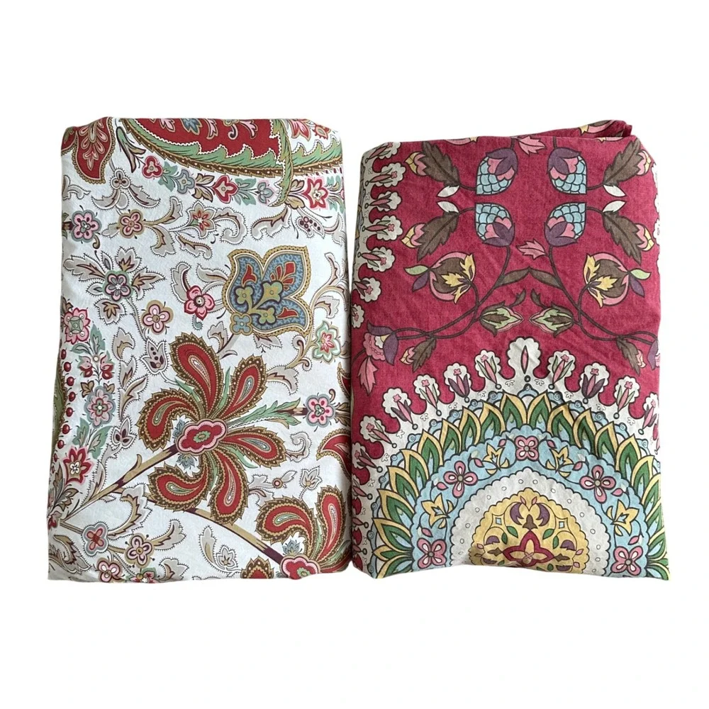 Set of 2 Pottery Barn Duvet Covers Full/Queen 100% Cotton Paisley Medallion
